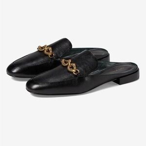Tory Burch Jessa Backless Loafers perfect black leather slip on size 5.5 EUC